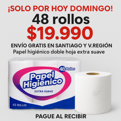Papel Higienico 24 - 48 rollos 50m Doble Hoja Santiago y V Region